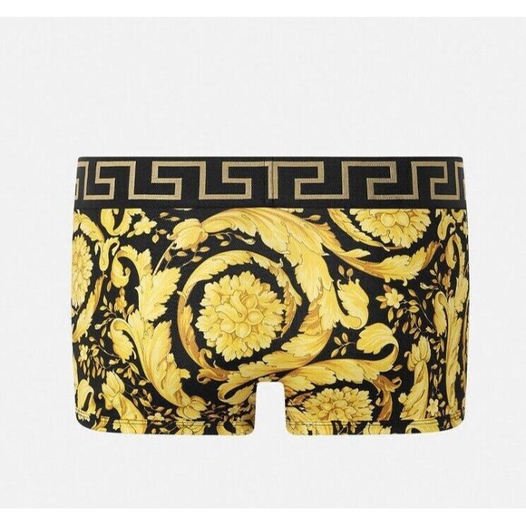 NWT Versace Barocco Greca Underwear Trunk Boxer Briefs Black Gold Size IT 4/ M - Picture 3 of 10